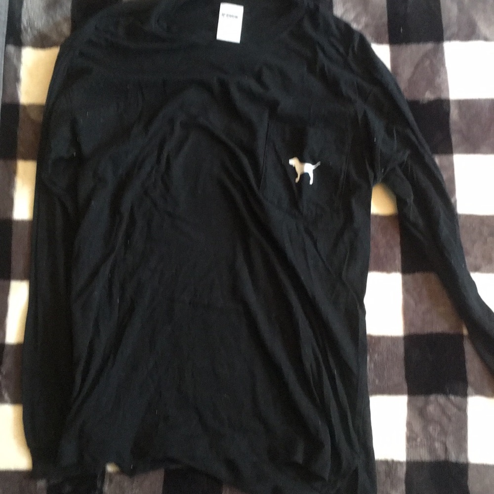 Pink long sleeve black T